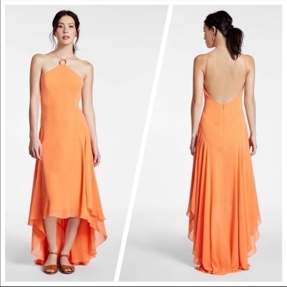 Halston Halter Georgette Gown 0 - Picture 8 of 9